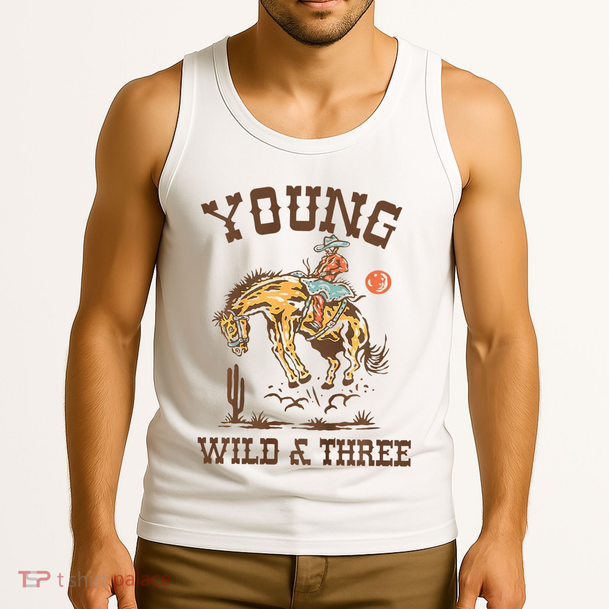 Wild & Three Cow Western Rodeo 3rd Birthday Tank Top