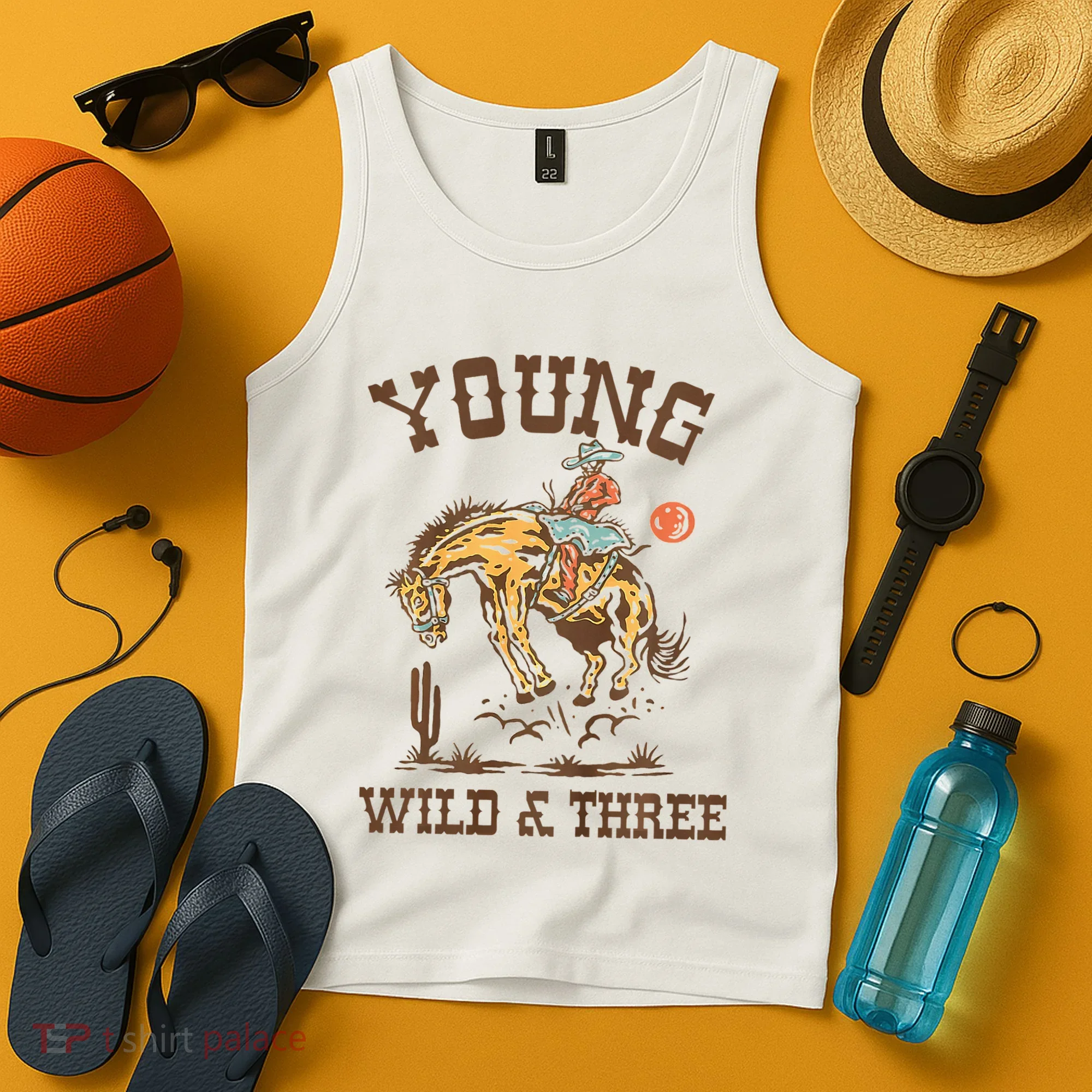 Wild & Three Cow Western Rodeo 3rd Birthday Tank Top