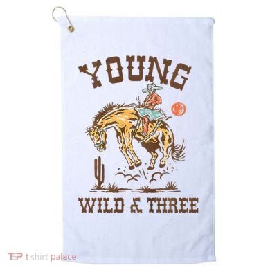 Wild & Three Cow Western Rodeo 3rd Birthday Golf Towel