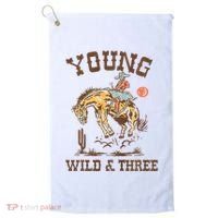 Wild & Three Cow Western Rodeo 3rd Birthday Golf Towel thumb 0