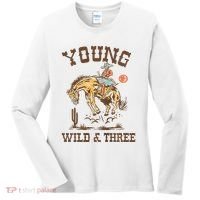 Wild & Three Cow Western Rodeo 3rd Birthday Women's Long Sleeve Shirt thumb 0