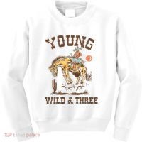 Wild & Three Cow Western Rodeo 3rd Birthday Kids Sweatshirt thumb 0