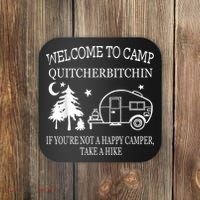 Welcome To Camp Quitcherbitchin Funny Camping Coaster thumb 0