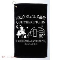 Welcome To Camp Quitcherbitchin Funny Camping Golf Towel thumb 0