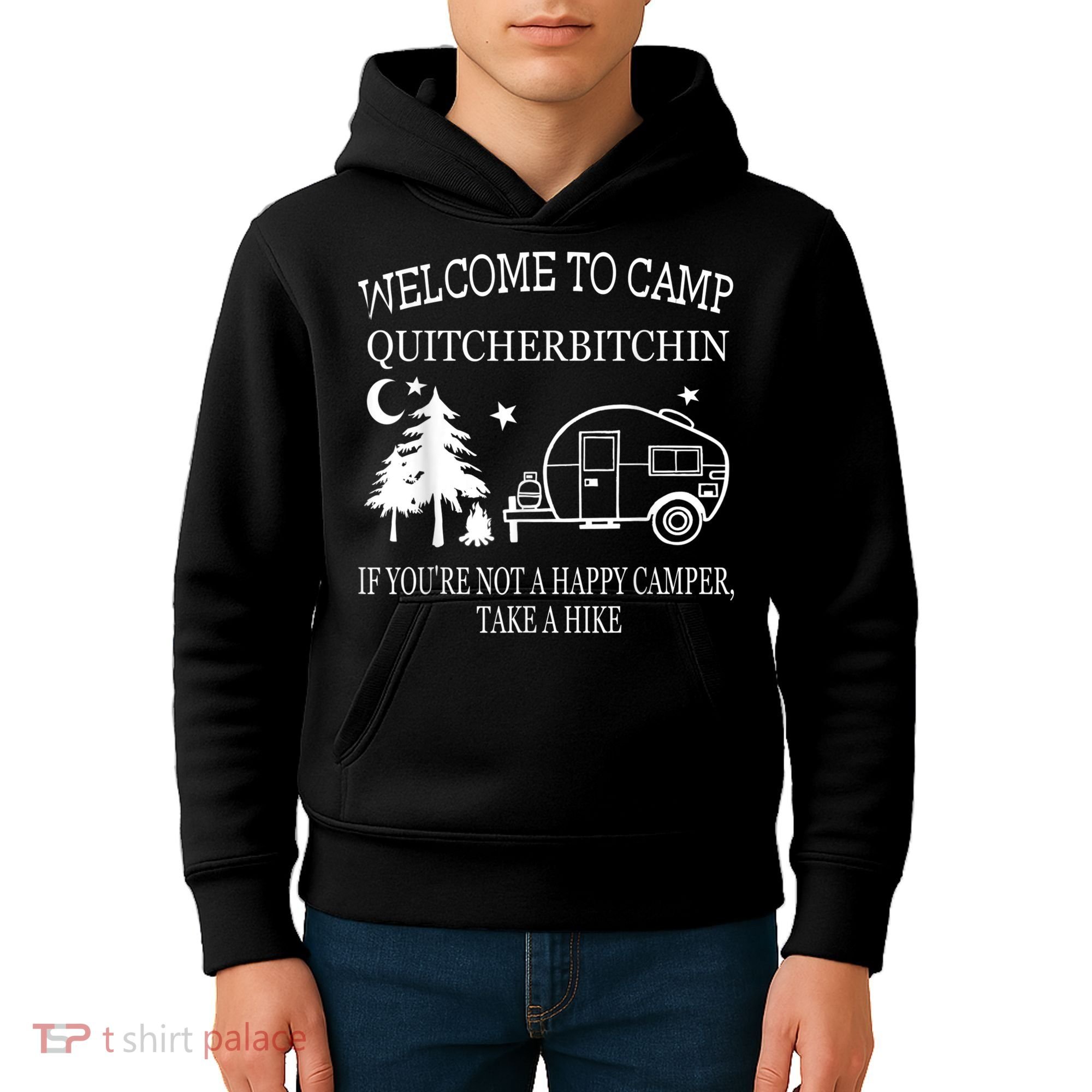 Welcome To Camp Quitcherbitchin Funny Camping Kids Hoodie
