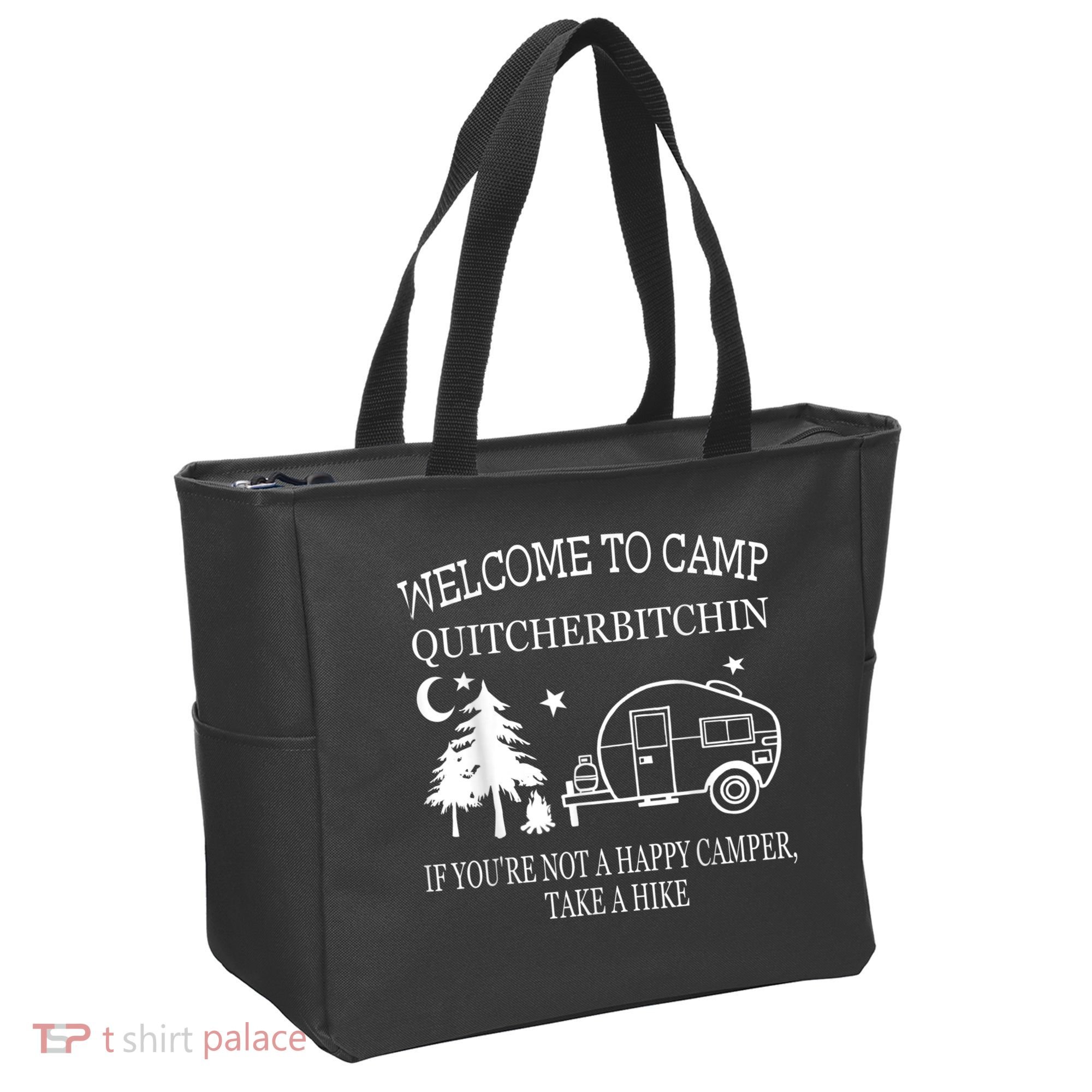 Welcome To Camp Quitcherbitchin Funny Camping Tote Bag