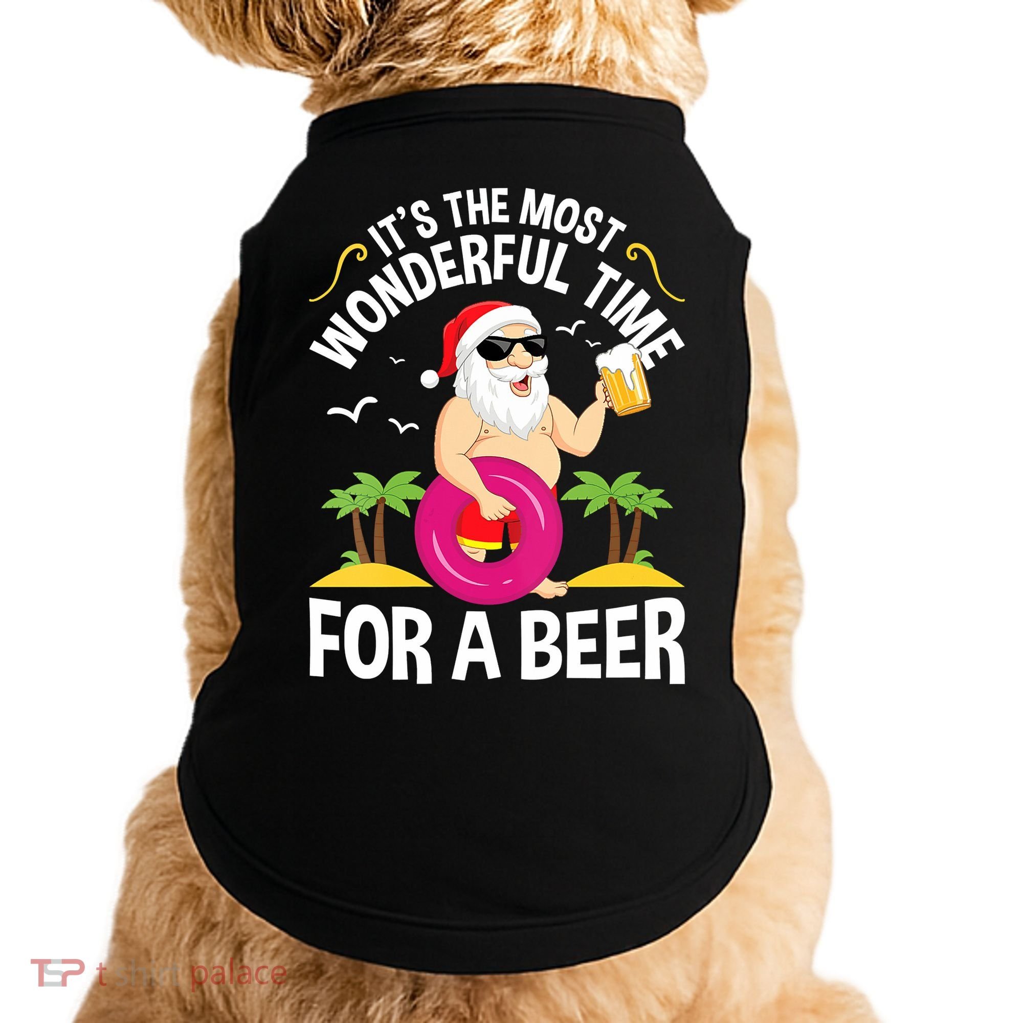 Womens Tropical Christmas It's The Most Wonderful Time For A Beer Doggie Tank