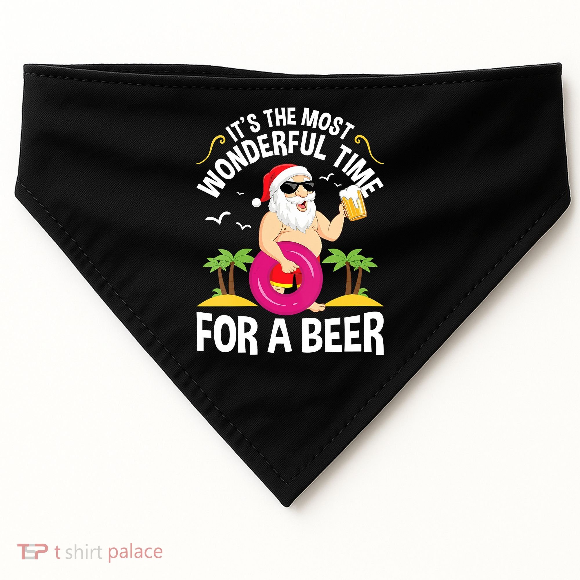 Womens Tropical Christmas It's The Most Wonderful Time For A Beer USA-Made Doggie Bandana