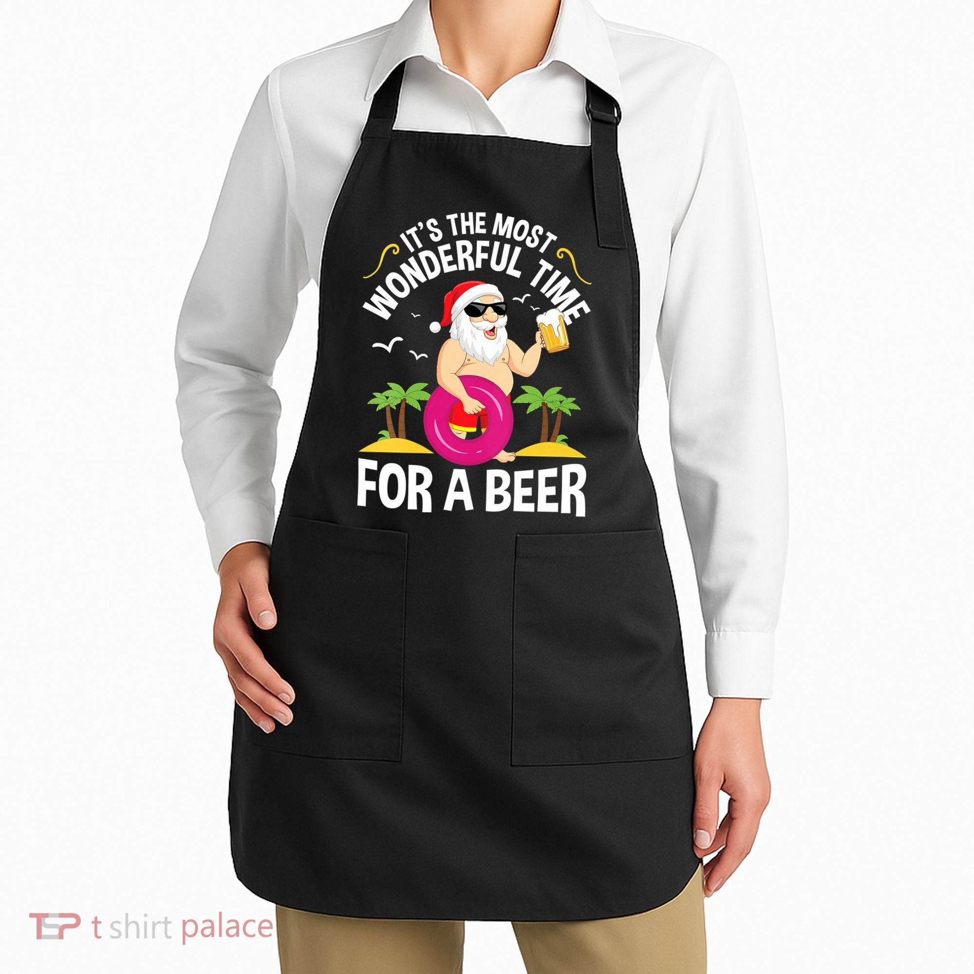 Womens Tropical Christmas It's The Most Wonderful Time For A Beer Apron