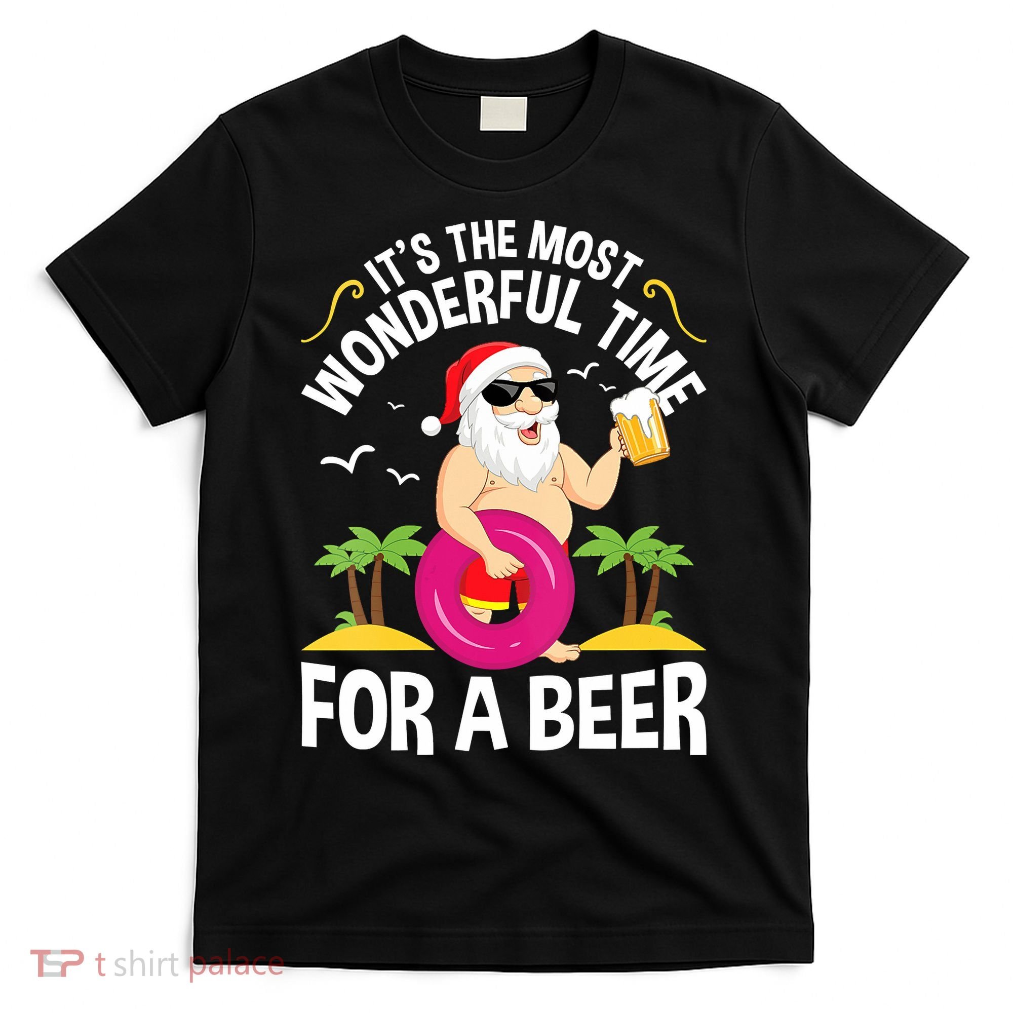 Womens Tropical Christmas It's The Most Wonderful Time For A Beer T-Shirt