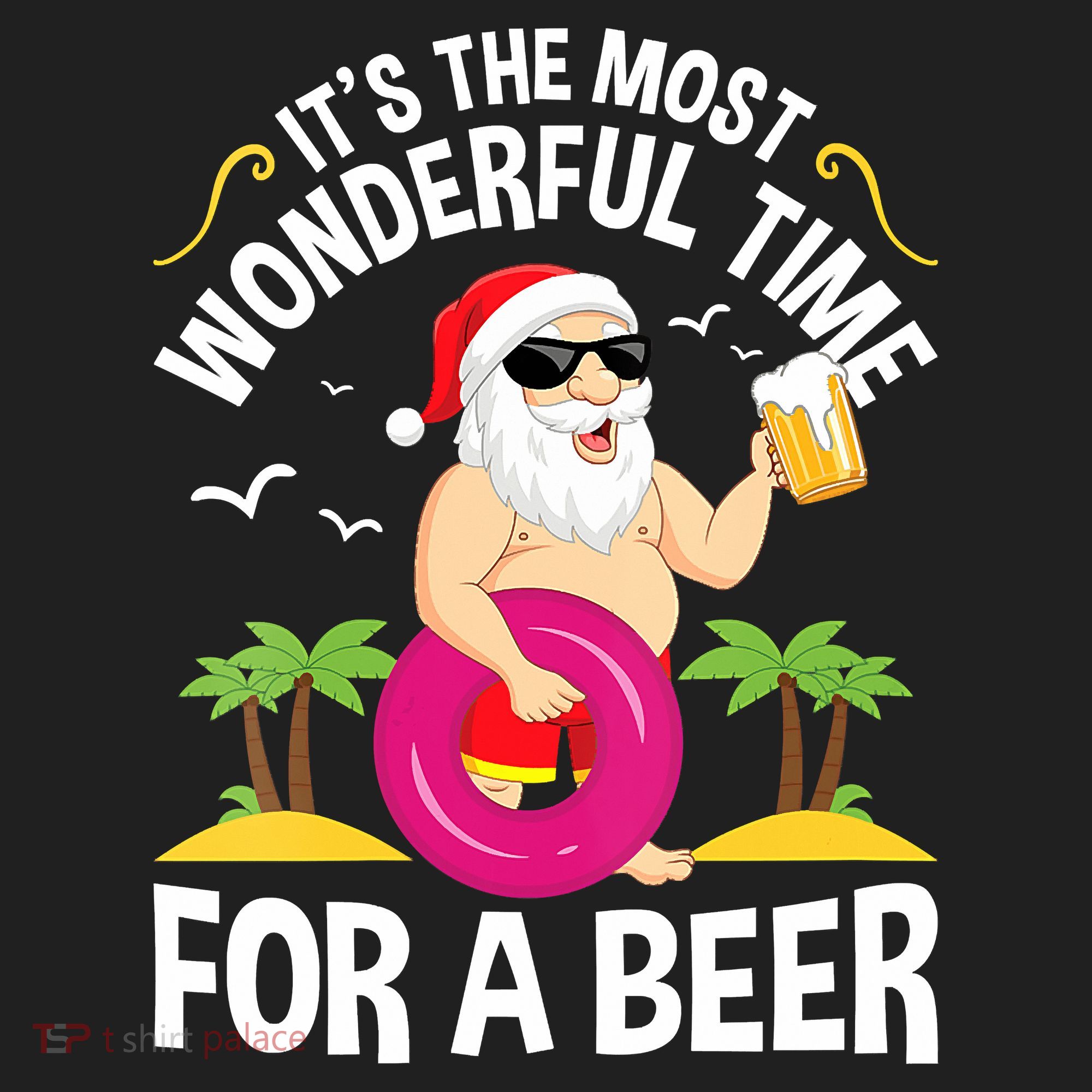 Womens Tropical Christmas It's The Most Wonderful Time For A Beer Beanie