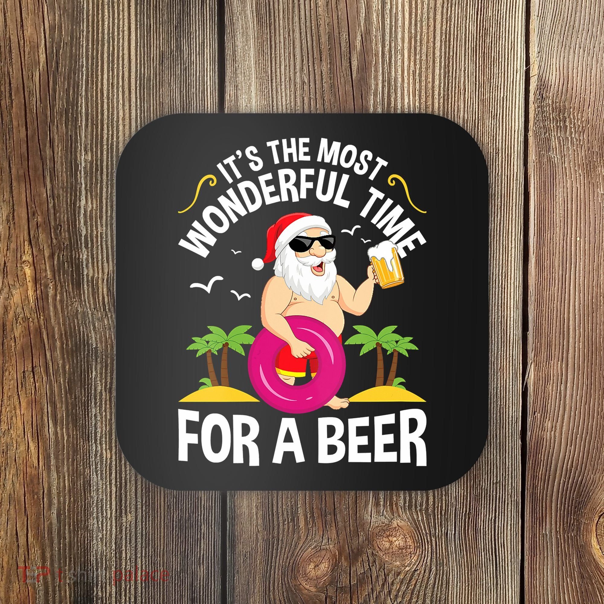 Womens Tropical Christmas It's The Most Wonderful Time For A Beer Coaster