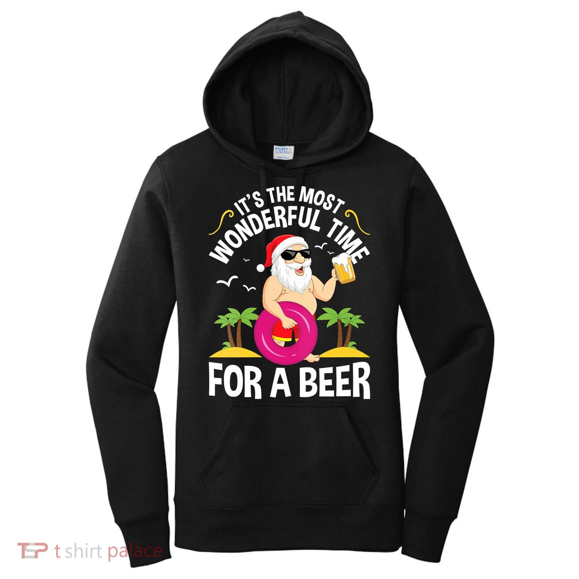 Womens Tropical Christmas It's The Most Wonderful Time For A Beer Women's Hoodie