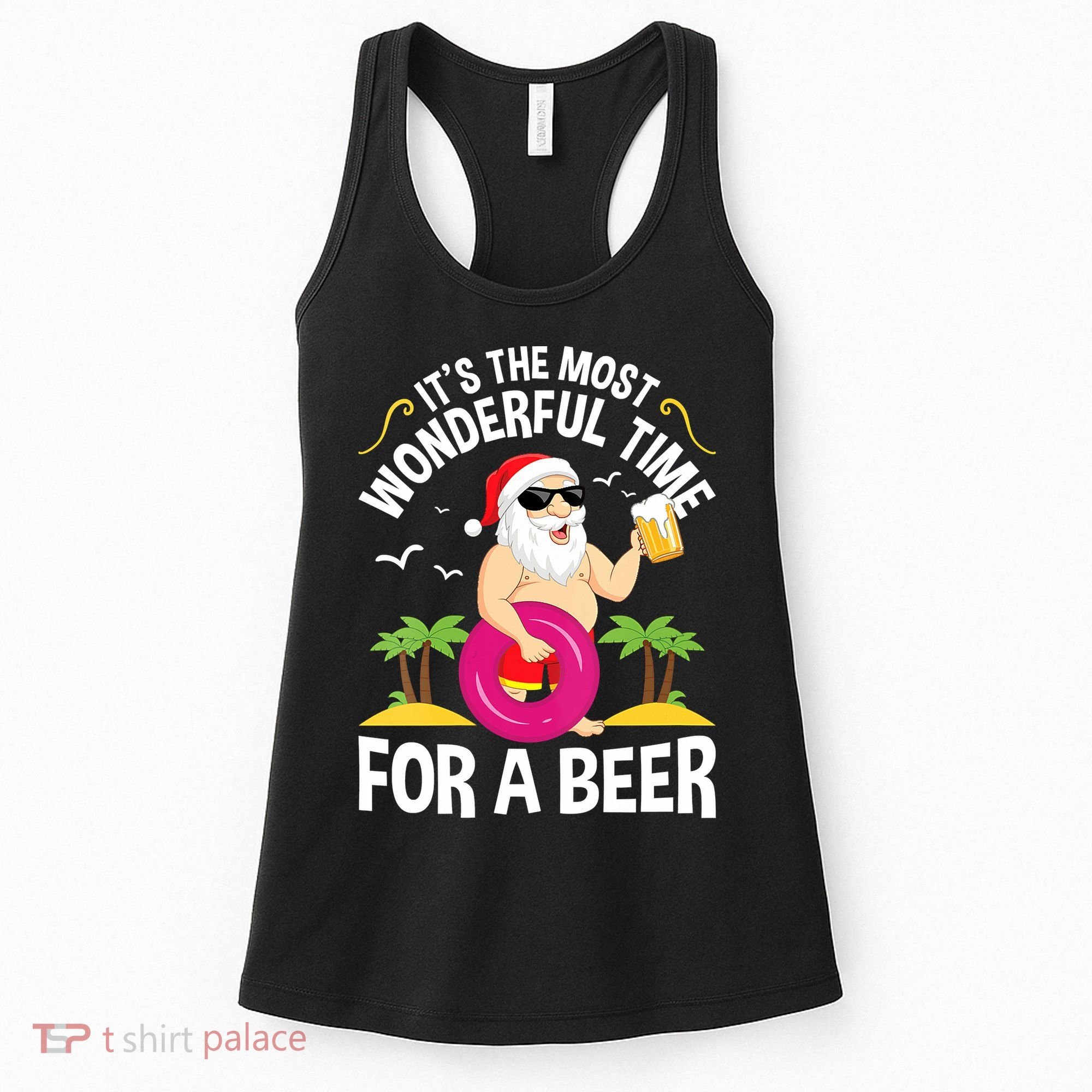 Womens Tropical Christmas It's The Most Wonderful Time For A Beer Women's Tank Top