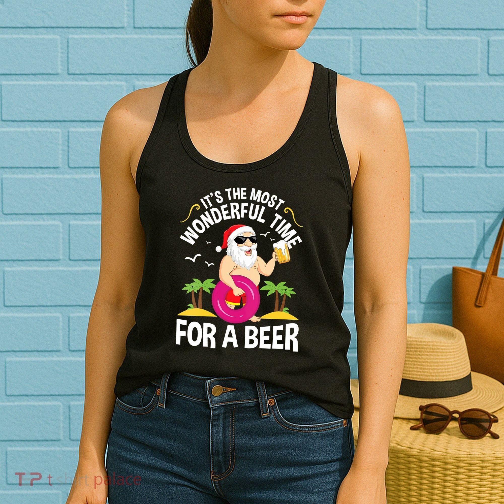 Womens Tropical Christmas It's The Most Wonderful Time For A Beer Women's Tank Top