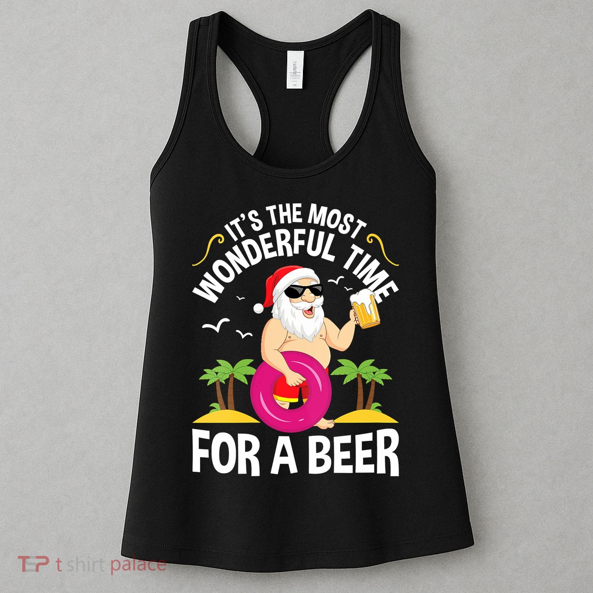Womens Tropical Christmas It's The Most Wonderful Time For A Beer Women's Tank Top