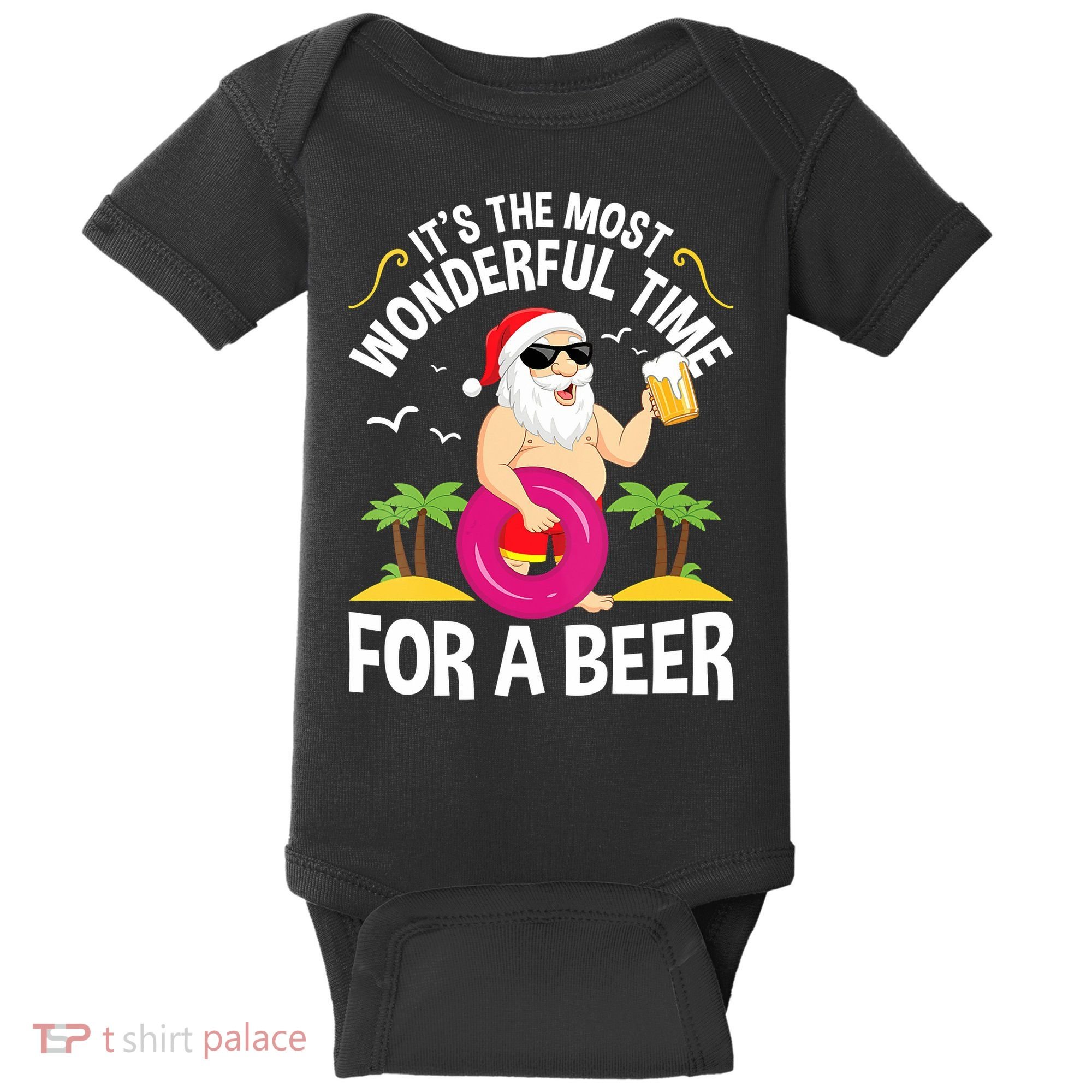 Womens Tropical Christmas It's The Most Wonderful Time For A Beer Baby Bodysuit