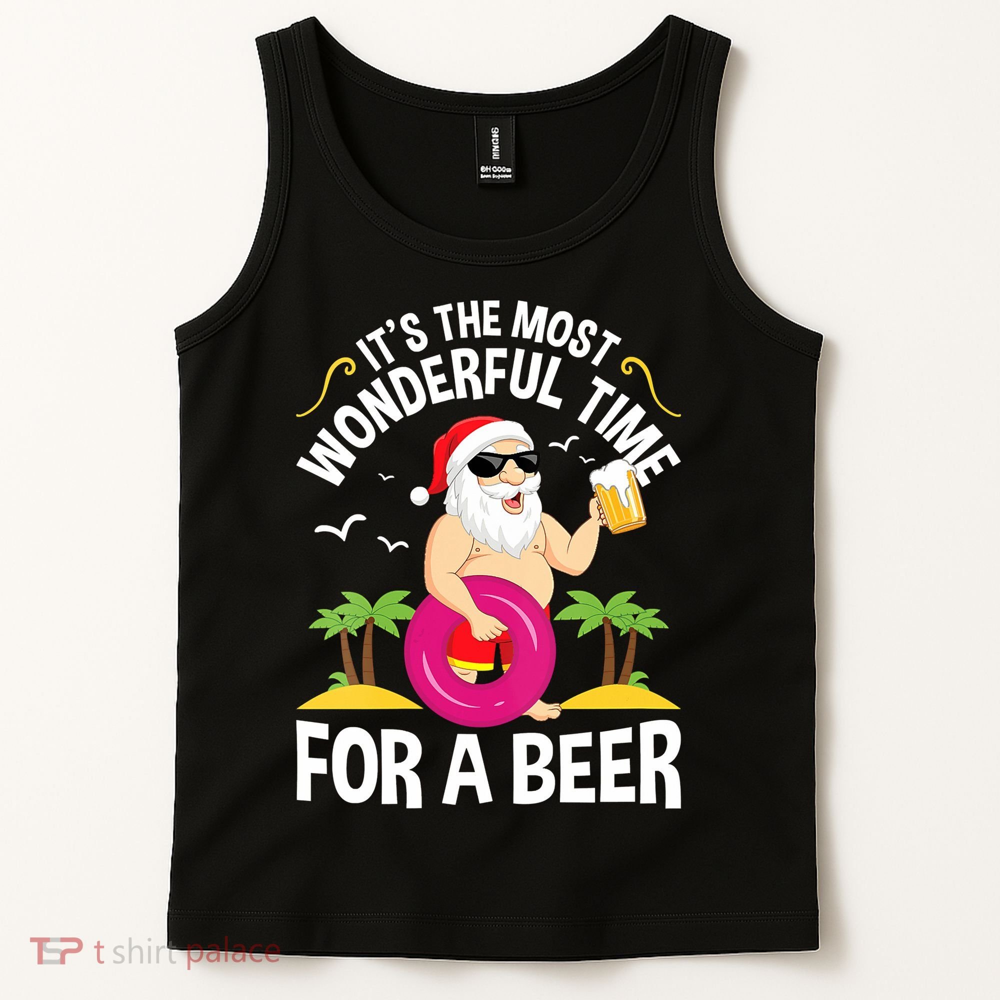 Womens Tropical Christmas It's The Most Wonderful Time For A Beer Tank Top