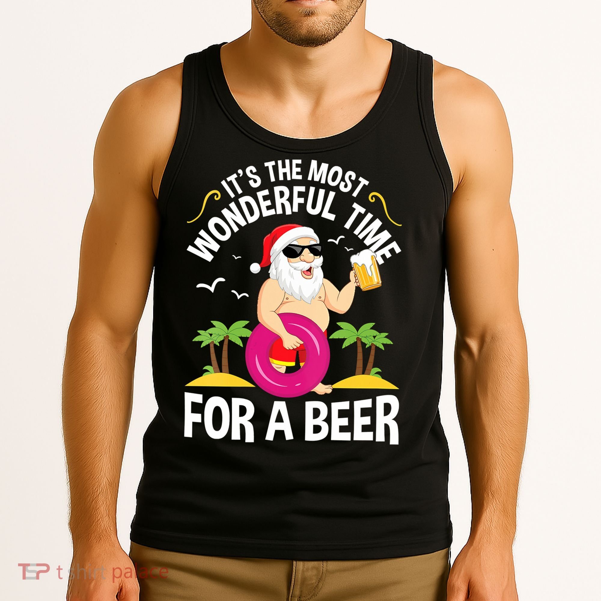 Womens Tropical Christmas It's The Most Wonderful Time For A Beer Tank Top