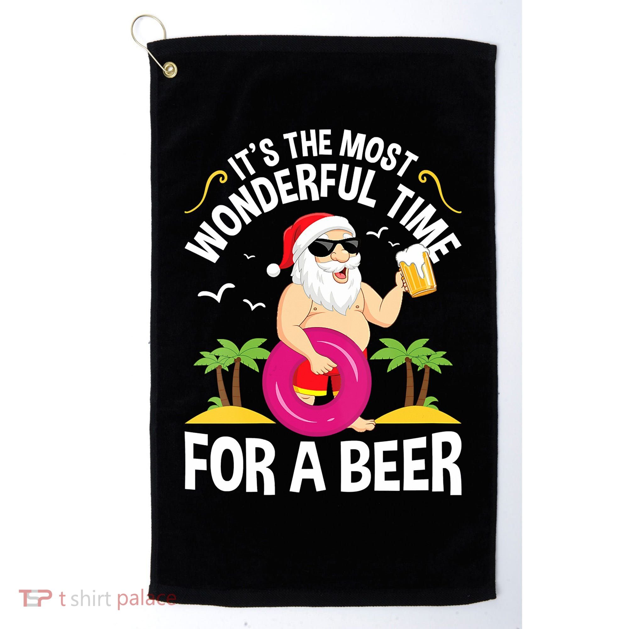 Womens Tropical Christmas It's The Most Wonderful Time For A Beer Golf Towel