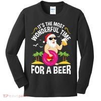 Womens Tropical Christmas It's The Most Wonderful Time For A Beer Kids Long Sleeve Shirt thumb 0