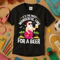 Womens Tropical Christmas It's The Most Wonderful Time For A Beer Kids T-Shirt thumb 3