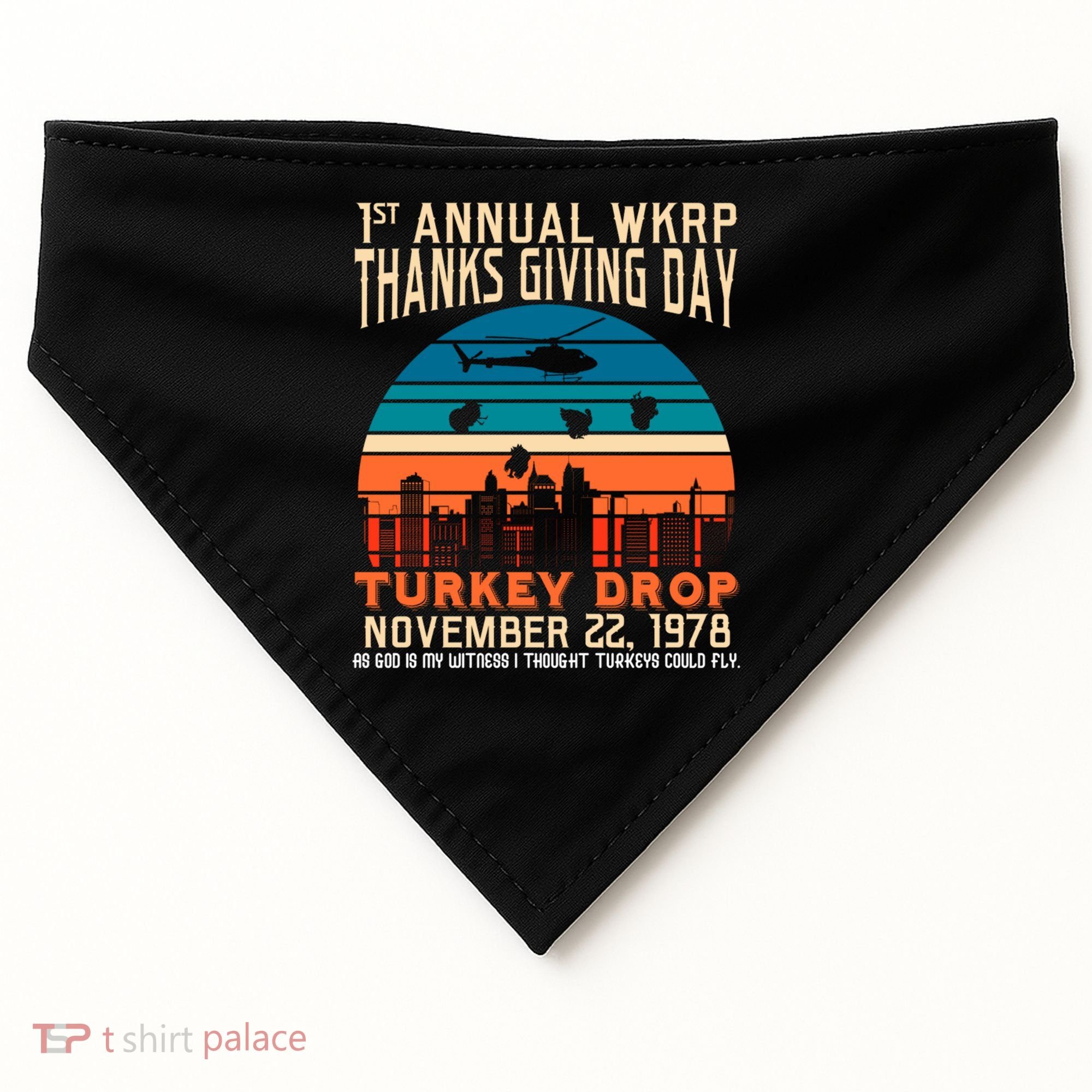 WKRP Turkey Drop 1978 USA-Made Doggie Bandana