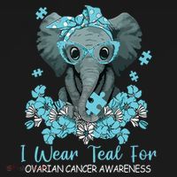 Women Teal Elephant I Wear Teal For Ovarian Cancer Awareness T-Shirt thumb 7
