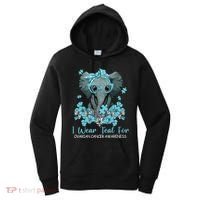 Women Teal Elephant I Wear Teal For Ovarian Cancer Awareness Women's Hoodie thumb 0