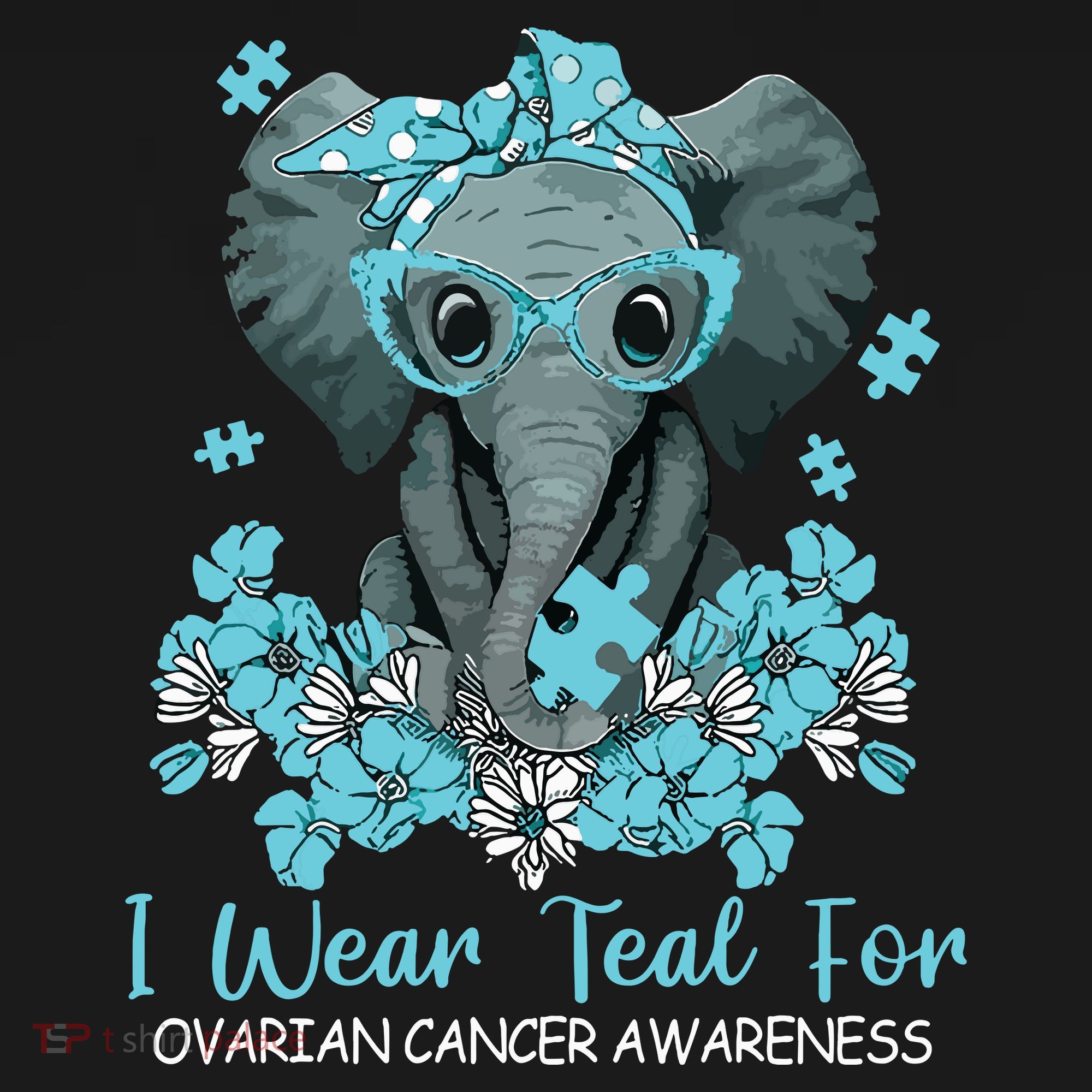 Women Teal Elephant I Wear Teal For Ovarian Cancer Awareness Women's Hoodie