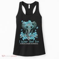 Women Teal Elephant I Wear Teal For Ovarian Cancer Awareness Women's Tank Top thumb 0