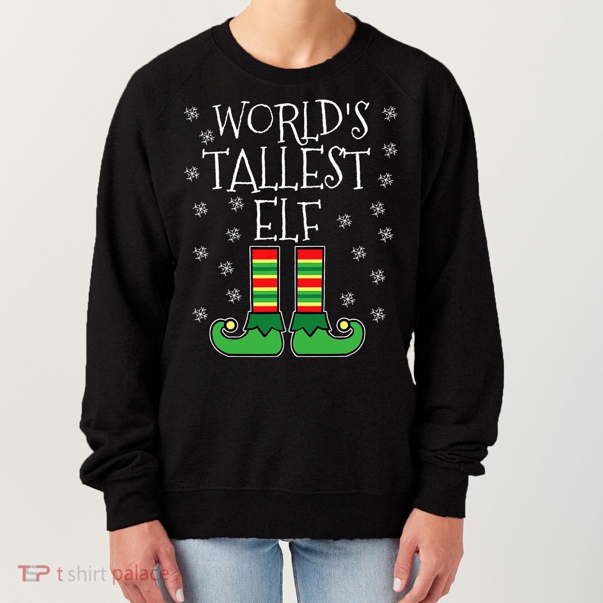 WorldS Tallest Elf Matching Family Group Christmas Couples Women's Sweatshirt