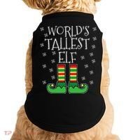 WorldS Tallest Elf Matching Family Group Christmas Couples Doggie Tank thumb 0