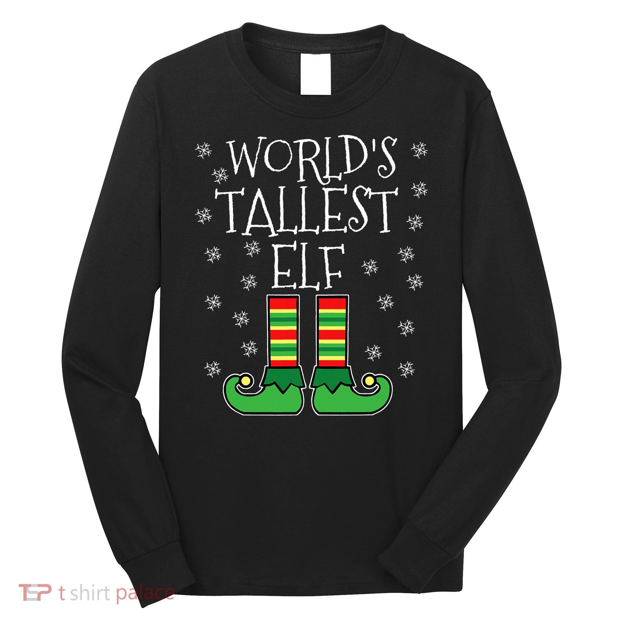 WorldS Tallest Elf Matching Family Group Christmas Couples Long Sleeve Shirt