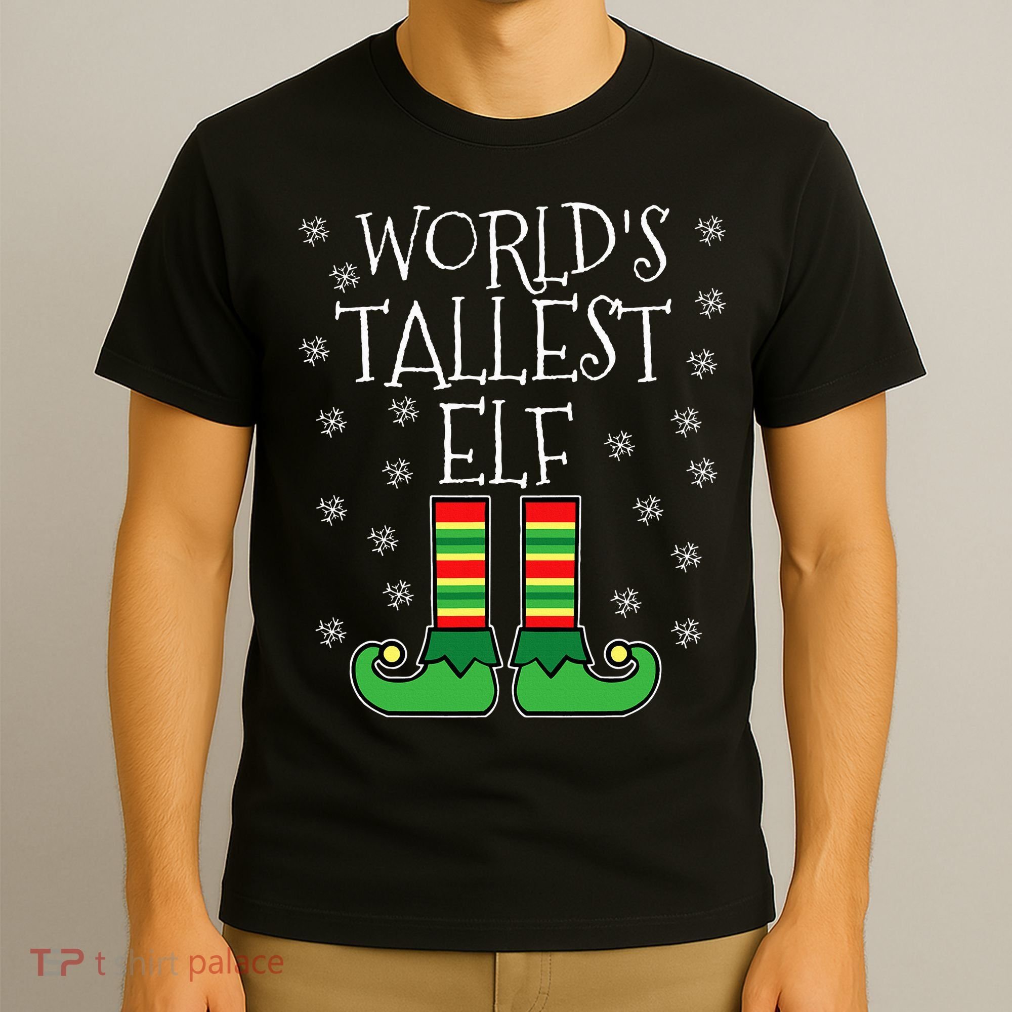 WorldS Tallest Elf Matching Family Group Christmas Couples T-Shirt