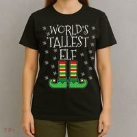 WorldS Tallest Elf Matching Family Group Christmas Couples T-Shirt thumb 4
