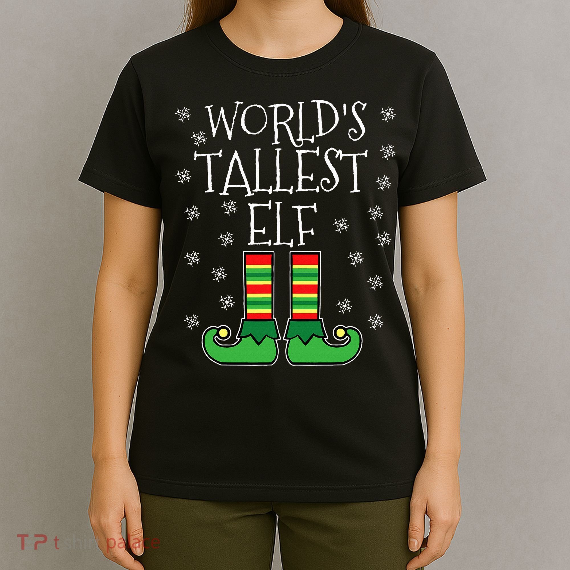 WorldS Tallest Elf Matching Family Group Christmas Couples T-Shirt