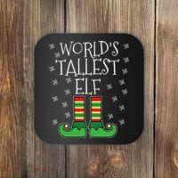 WorldS Tallest Elf Matching Family Group Christmas Couples Coaster thumb 0