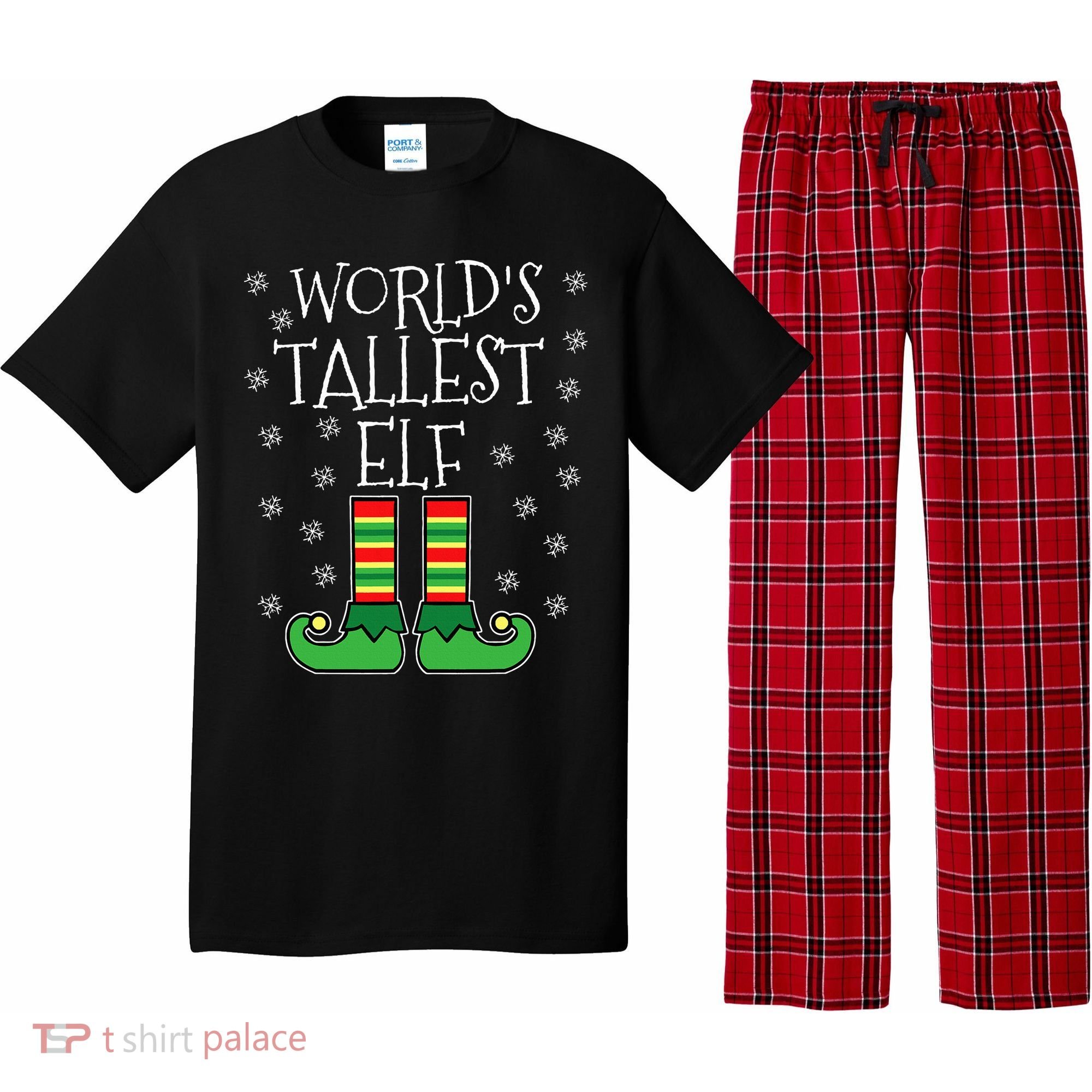 WorldS Tallest Elf Matching Family Group Christmas Couples Pajama Set