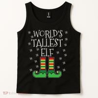 WorldS Tallest Elf Matching Family Group Christmas Couples Tank Top thumb 2