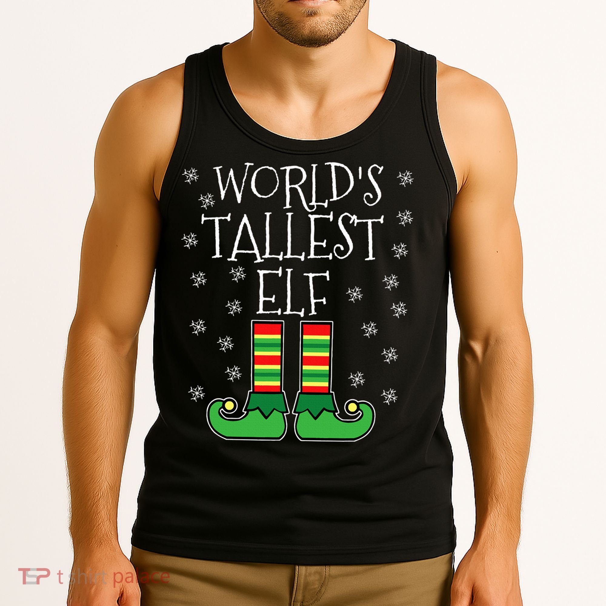 WorldS Tallest Elf Matching Family Group Christmas Couples Tank Top