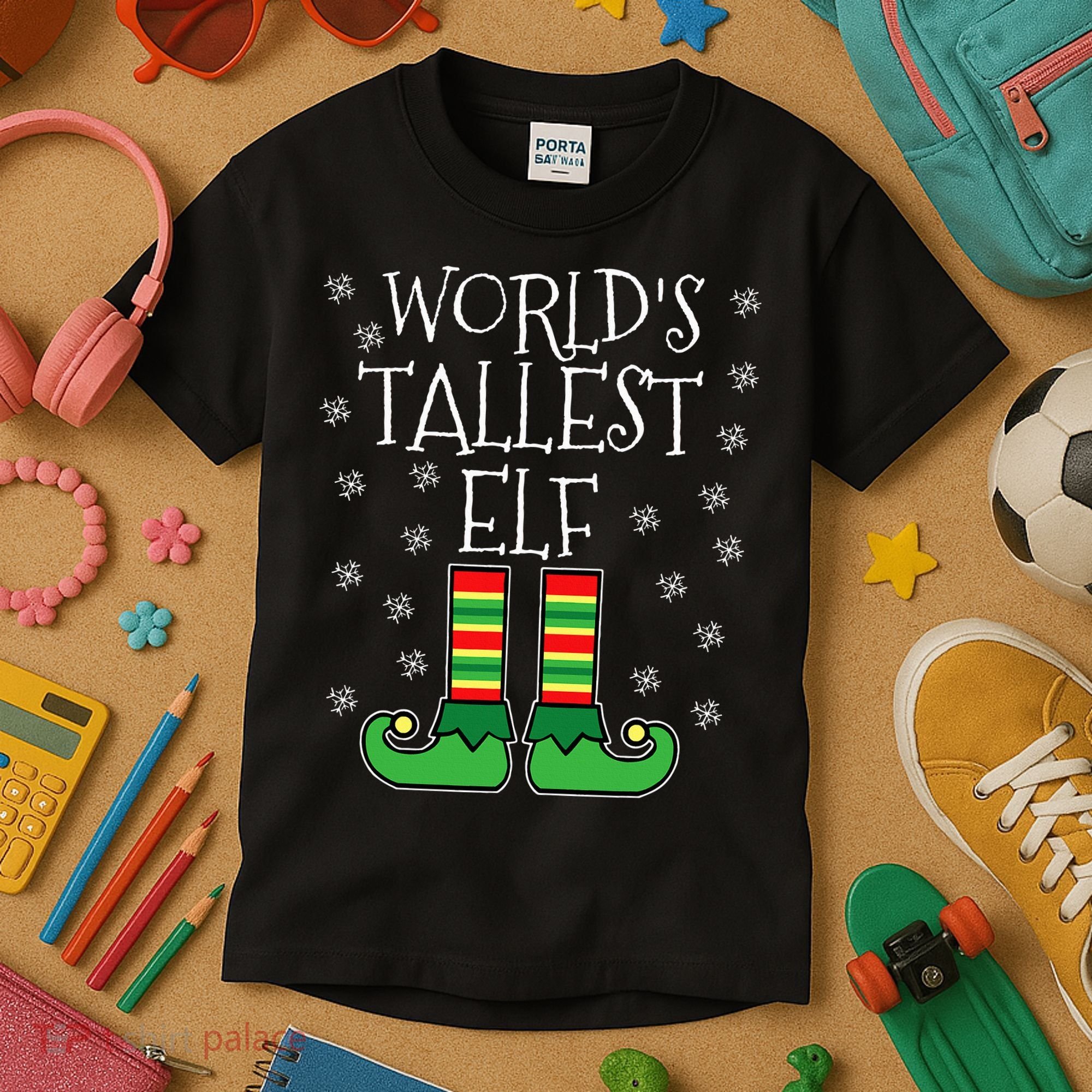 WorldS Tallest Elf Matching Family Group Christmas Couples Kids T-Shirt