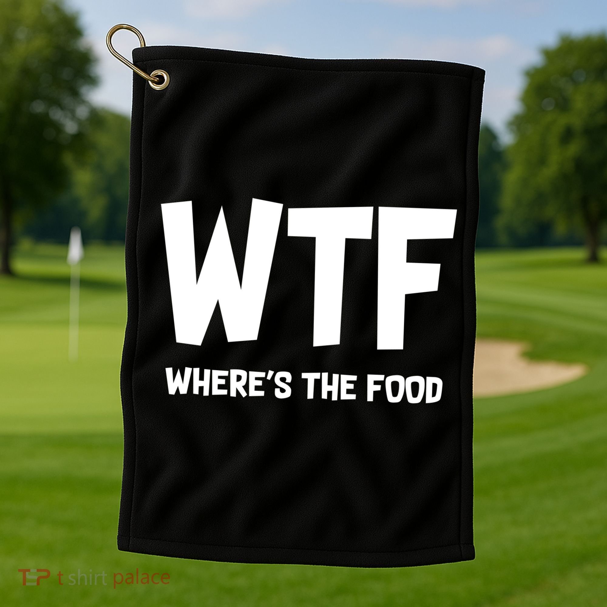 WTF Where's The Food Golf Towel