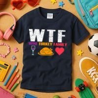 WTF Wine Turkey Family Thanksgiving  Kids T-Shirt thumb 3