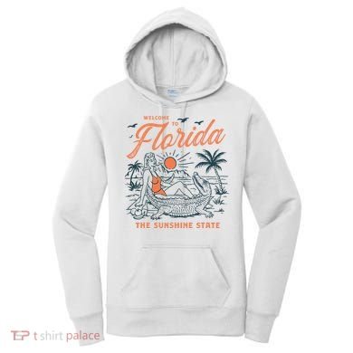 Welcome To Florida Funny Vintage Gator Beach Sunshine State Women's Hoodie