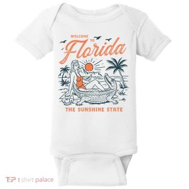 Welcome To Florida Funny Vintage Gator Beach Sunshine State Baby Bodysuit