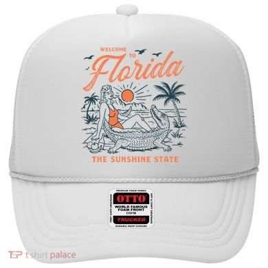 Welcome To Florida Funny Vintage Gator Beach Sunshine State Hat