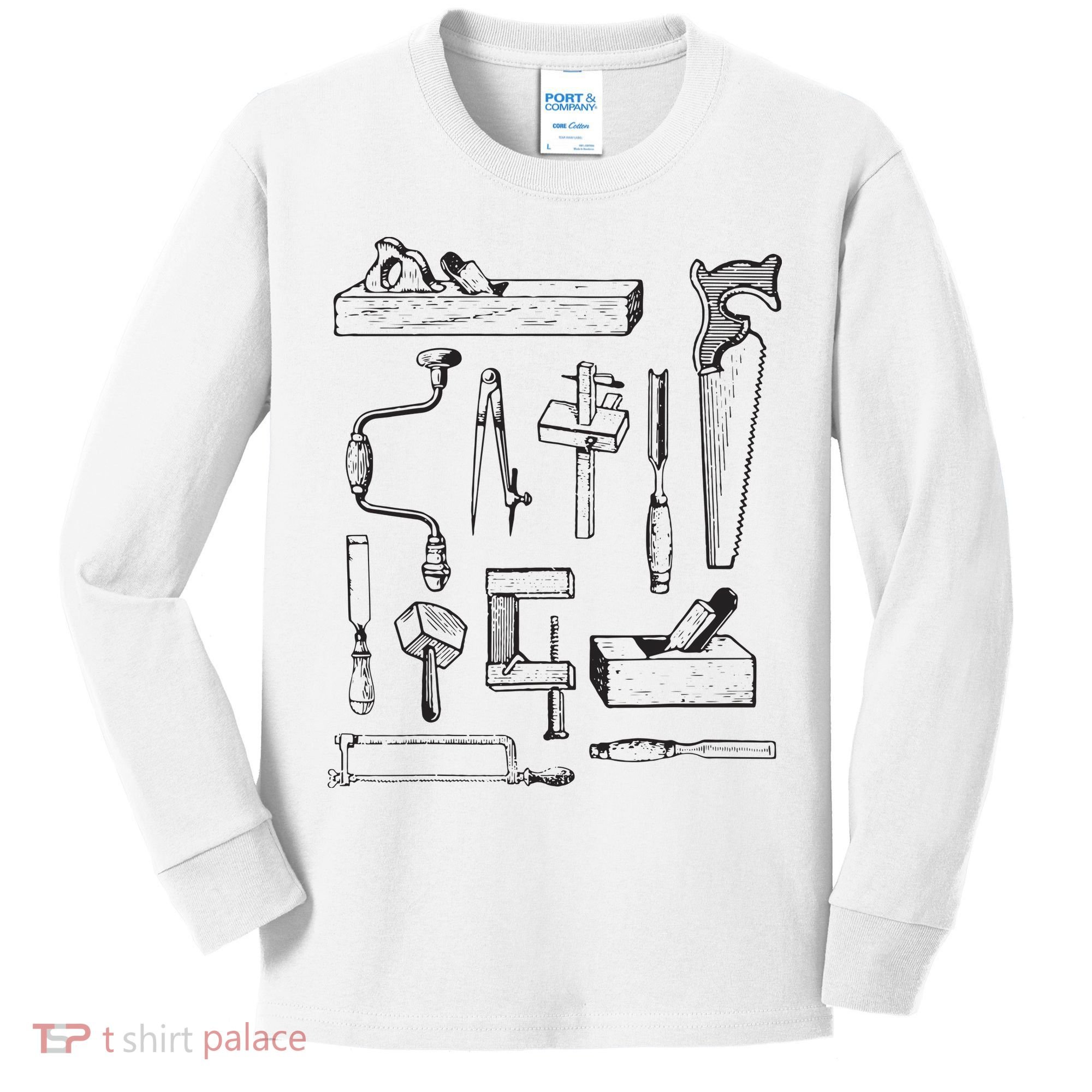 Woodworking Tools For Carpenters And Woodworkers Gift Men Kids Long Sleeve Shirt