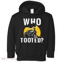 Who Tooted Funny Train Lover Cute Model Railroad Conductor Toddler Hoodie thumb 0