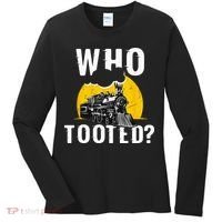 Who Tooted Funny Train Lover Cute Model Railroad Conductor Women's Long Sleeve Shirt thumb 0